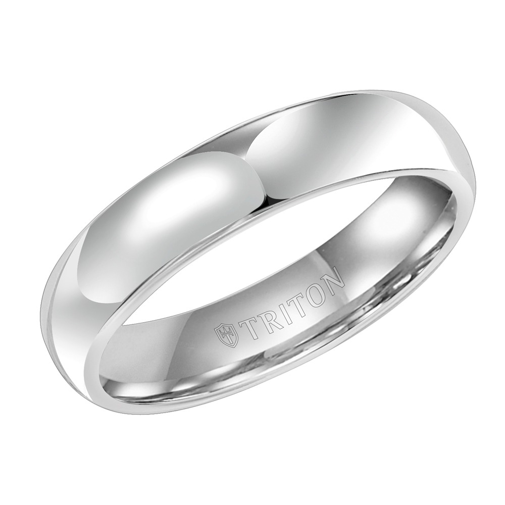 White Tungsten 5 mm Comfort Fit Domed Wedding Band, Size 8.5 | Borsheims