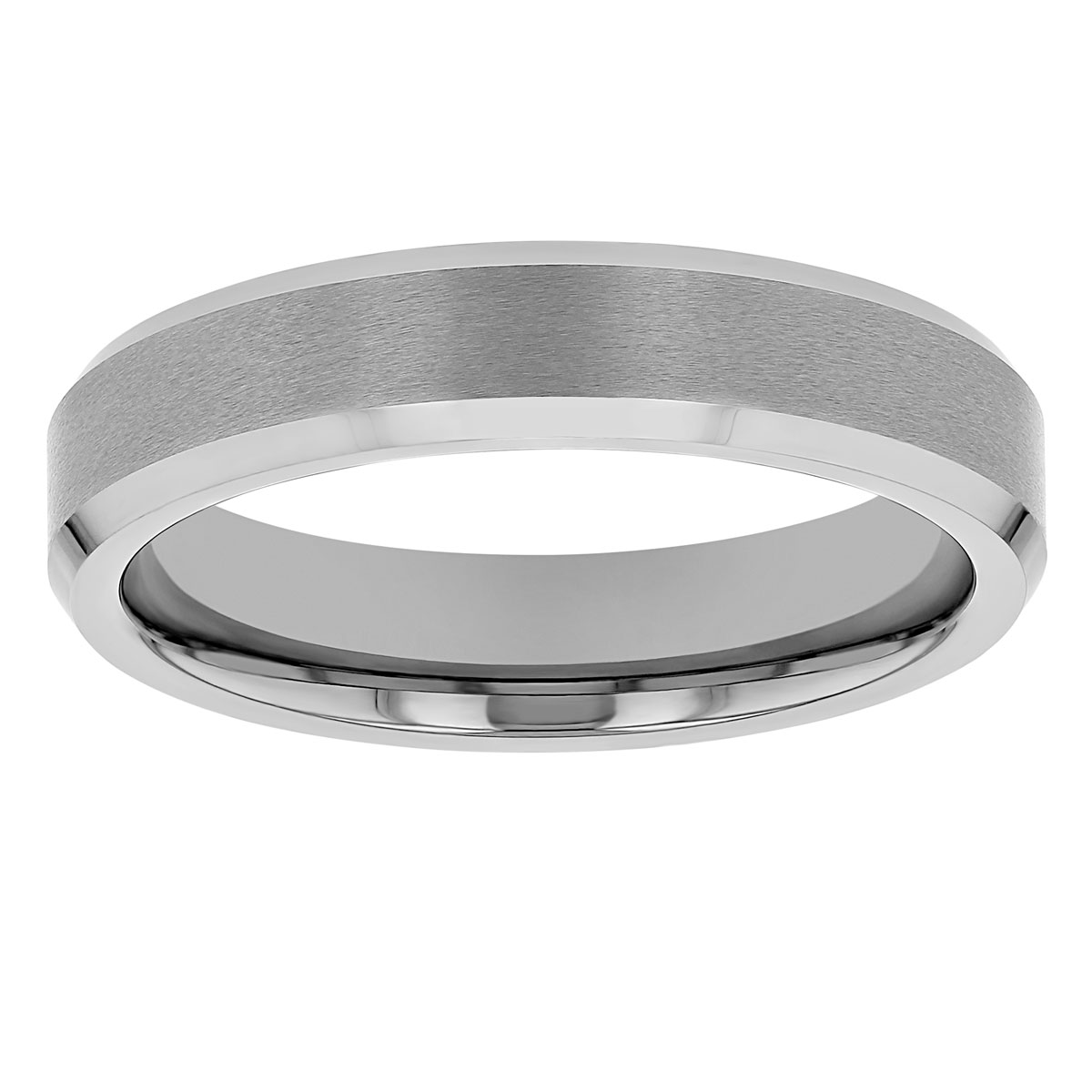 White Tungsten Comfort Fit 5 mm Satin Wedding Band with Beveled Edges ...