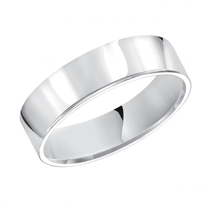 Platinum Flat Comfort Fit 6 mm Wedding Band, Size 10