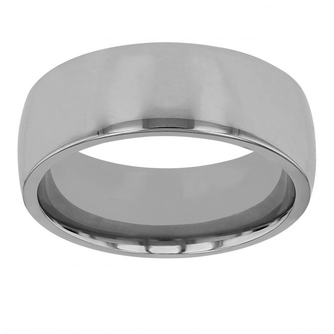 Platinum Low Dome Comfort Fit 8 mm Wedding Band, Size 10