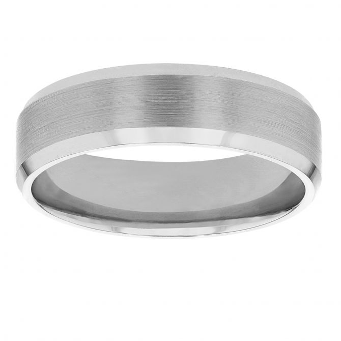 Platinum Comfort Fit 6 mm Satin Wedding Band with Beveled Edge, Size 10