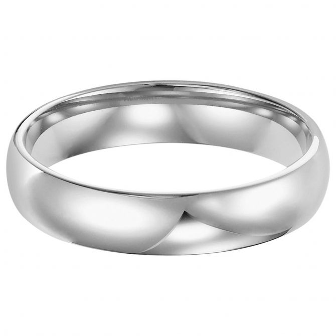 4 mm Comfort Fit Low Dome Wedding Band in White Gold