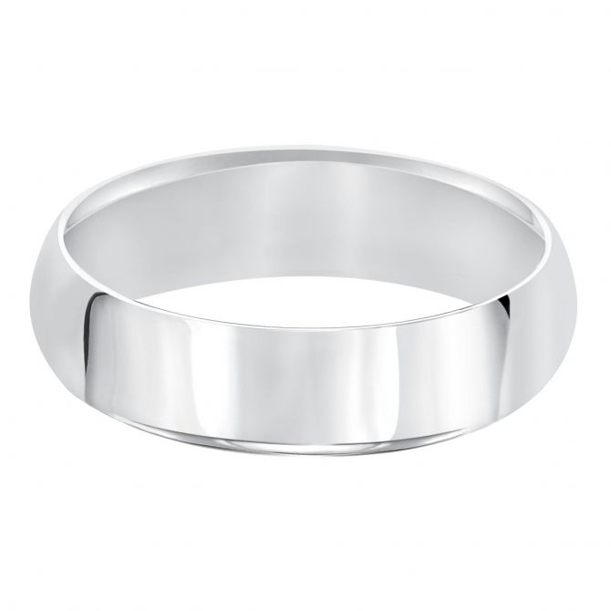 6 mm Comfort Fit Wedding Band in White Gold, Size 9