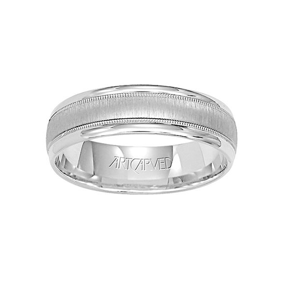 ArtCarved White Gold Brushed Finish Comfort Fit Wedding Band, Size 10 ...