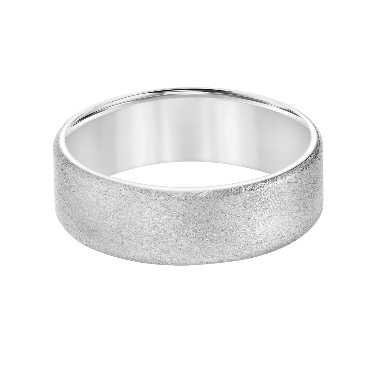 7 Mm Comfort Fit Flat Wedding Band With Brushed Finish In White Gold Size 10 Borsheims