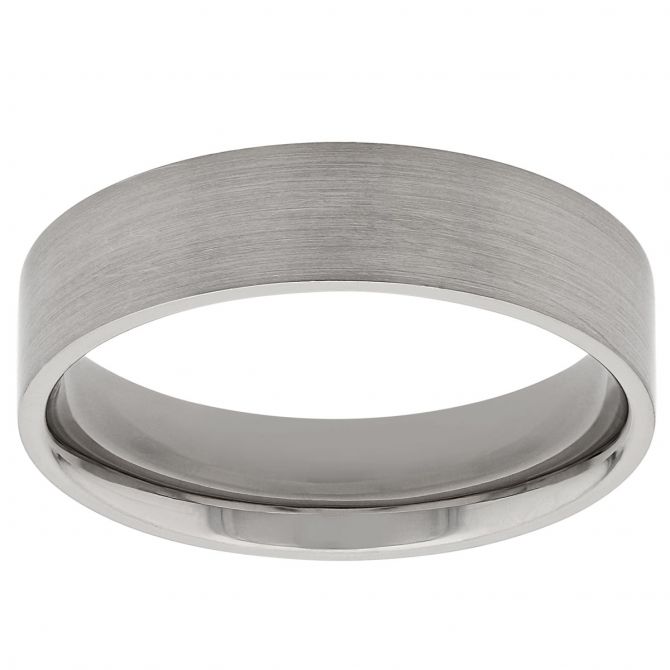 Furrer-Jacot White Gold Satin 5.5 mm Flat Wedding Band, Size 10