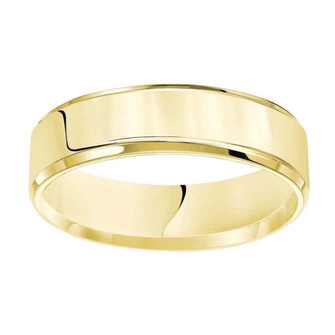 Yellow Gold Comfort Fit 5 mm Wedding Band with Beveled Edge, Size 10