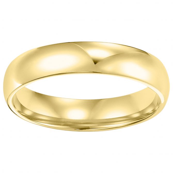 Yellow Gold Comfort Fit Low Dome 4 mm Wedding Band, Size 9