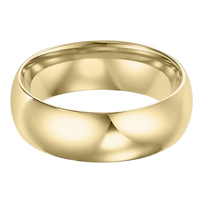 6 mm Comfort Fit Low Dome Wedding Band in Yellow Gold, Size 10