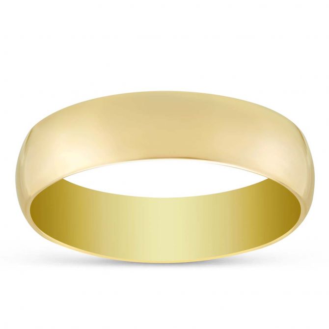 Yellow Gold Low Dome Comfort Fit Wedding Band, 6mm