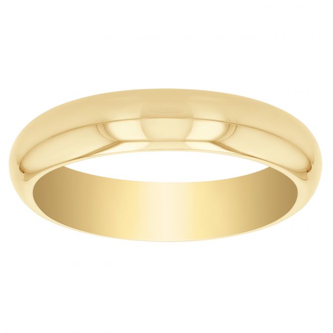 14K Yellow Gold Plain Comfort Fit Wedding Band, 5mm