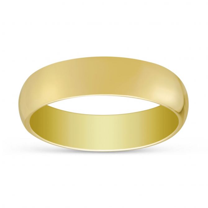 Yellow Gold Plain Comfort Fit 6mm Wedding Band, Size 11