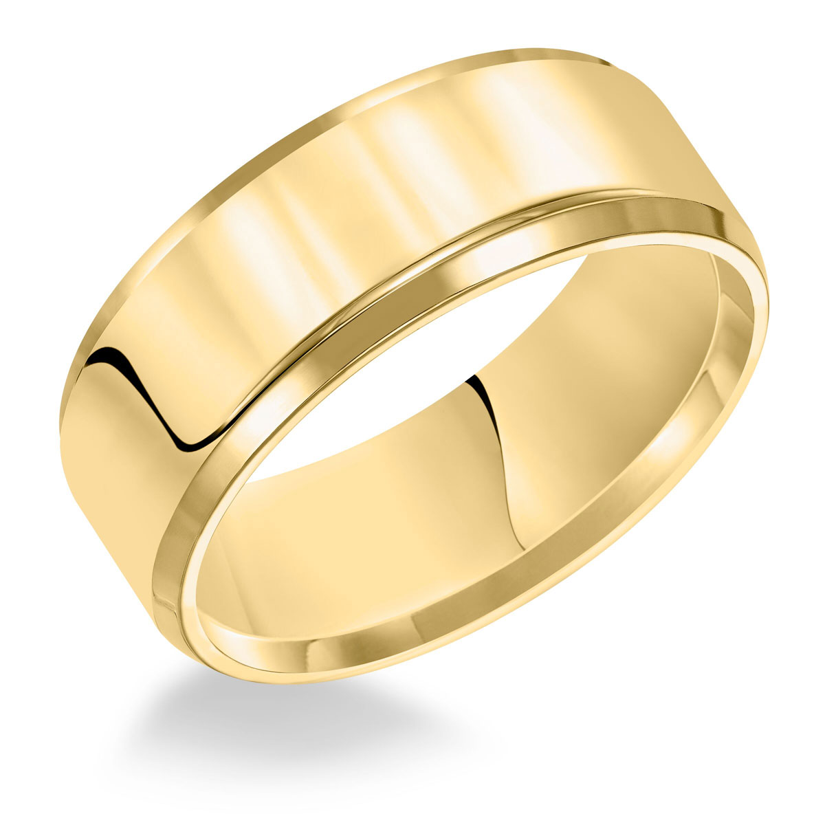 8 mm Flat Wedding Band with Beveled Edge in Yellow Gold, Size 9.5 ...