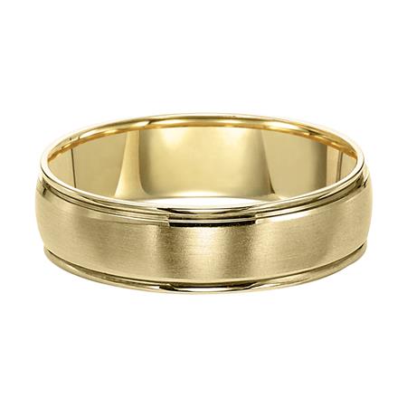 Yellow Gold Satin Center 6 mm Comfort Fit Wedding Band, Size 10