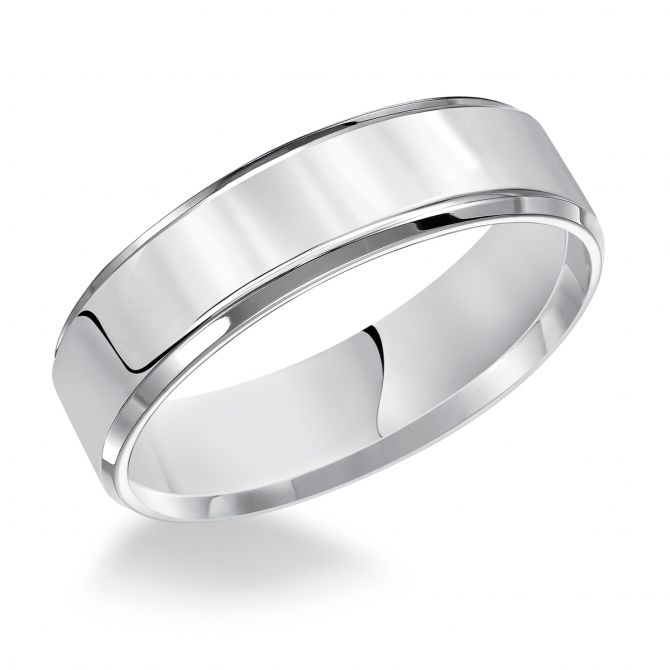 Palladium Comfort Fit 8 mm Flat Wedding Band with Beveled Edge, Size 10