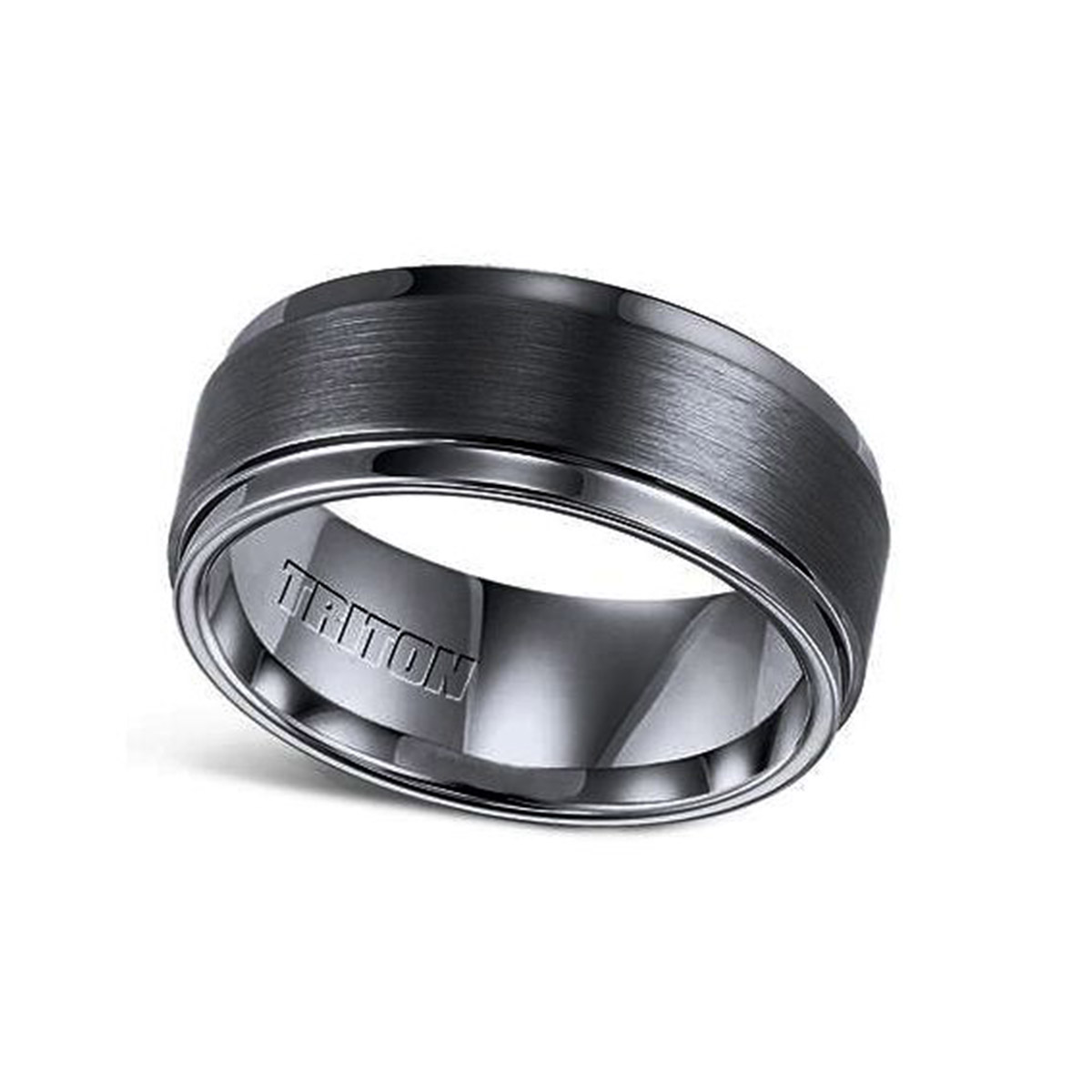 Black Tungsten Satin Finish Wedding Band With Step Edge Size 10   2BMBZ0200 