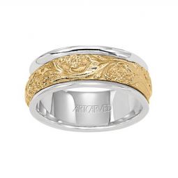 Rings Gold Center Grooved Edge Stainless Steel Ring Grj0007 7mm / 10 Wholesale Jewelry Website 10 Unisex
