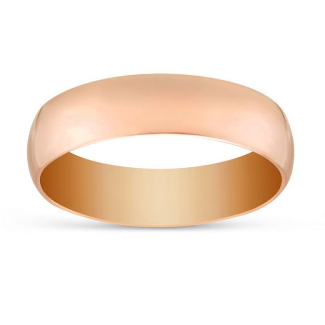 Rose Gold 6mm Low Dome Comfort Fit Wedding Band, Size 10