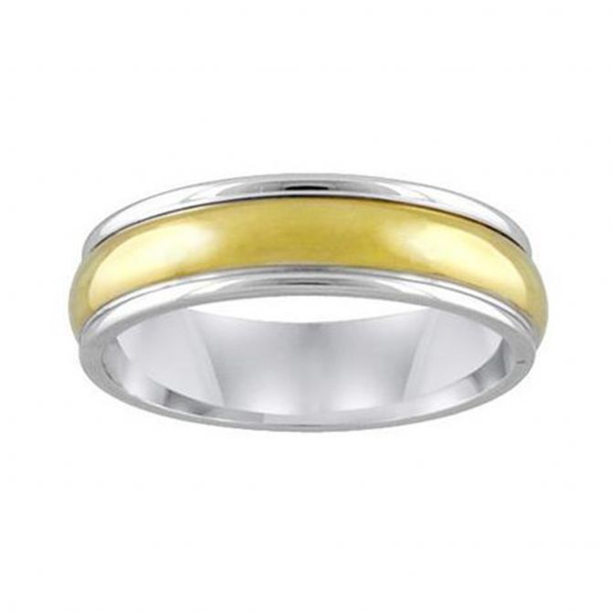 ArtCarved Two Tone Gold High Polish 6mm Wedding Band, Size 10