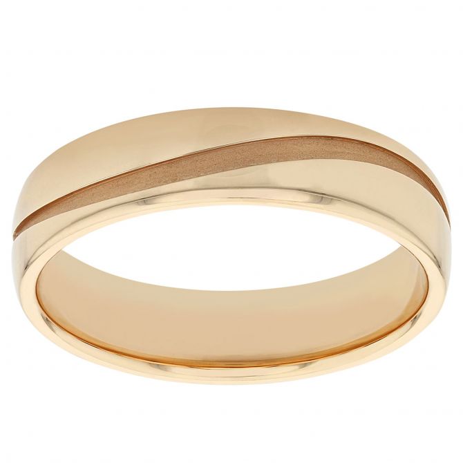 Furrer-Jacot Rose Gold Wedding Band with Matte Waved Groove, Size 11