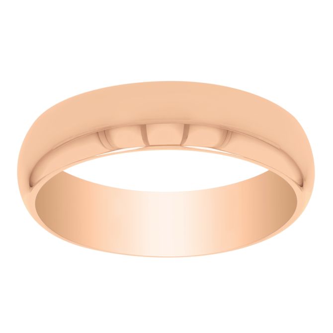 Rose Gold 6 mm Comfort Fit Wedding Band, Size 10