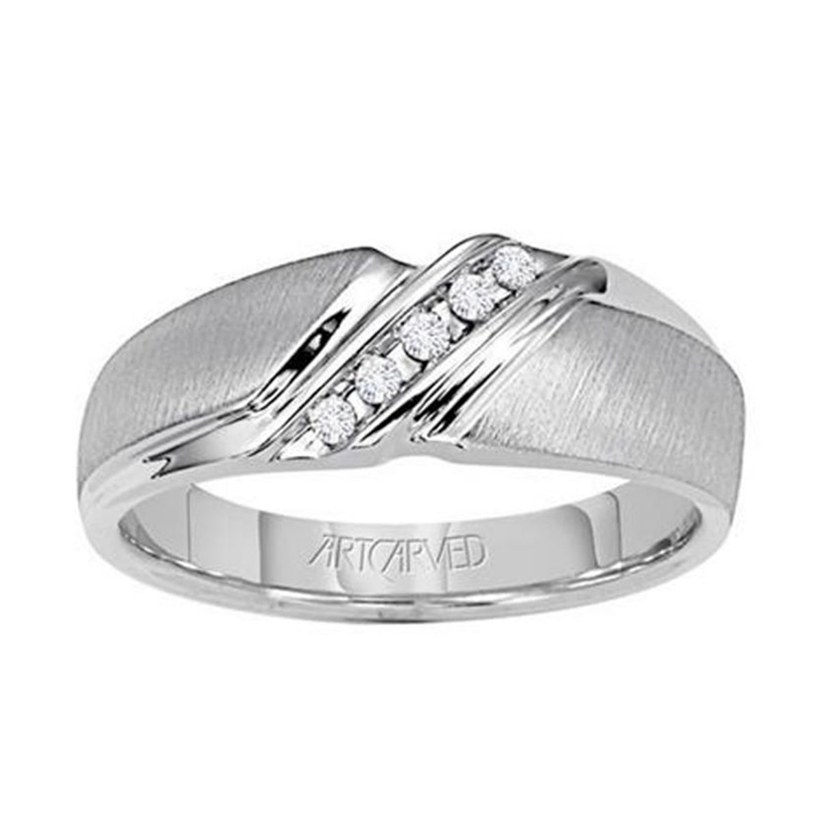 ArtCarved 14K White Gold and Round Diamond Comfort Fit Merritt Wedding ...