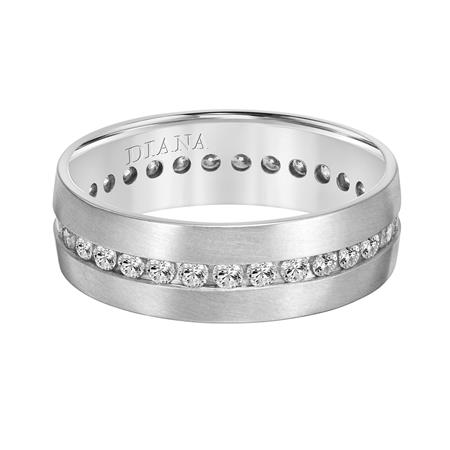 Diamond Channel Set 7 mm Eternity Band in Satin White Gold, Size 9