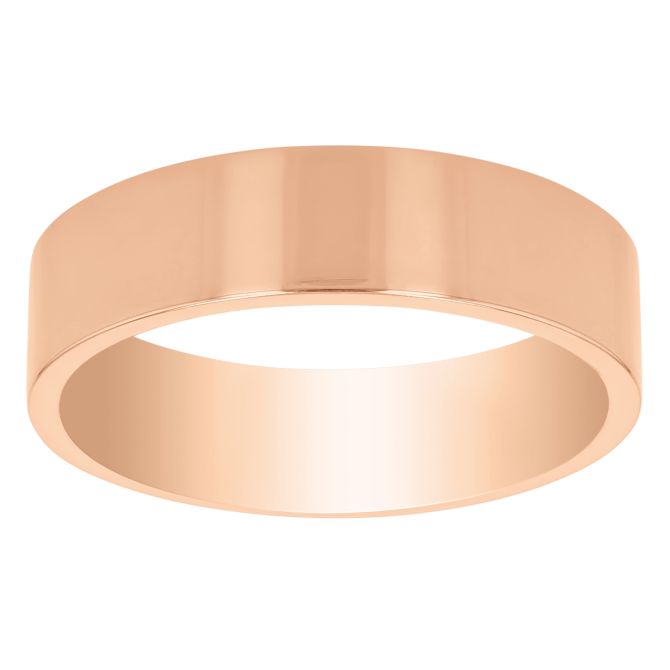 Rose Gold Flat 6 mm Comfort Fit Wedding Band, Size 10