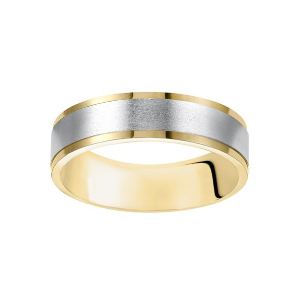 Yellow & White Gold 6 mm Comfort Fit Two Tone Wedding Band, Size 10