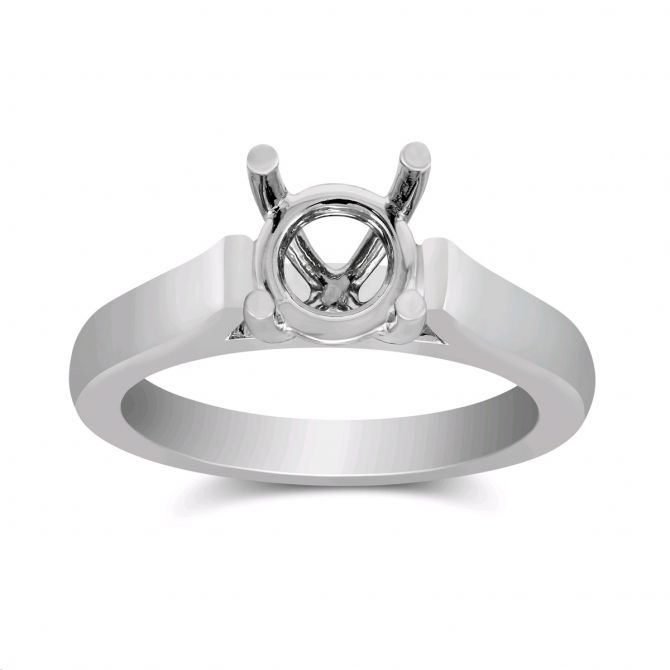 Platinum Flush Fit Solitaire Ring Setting, 1.50 ct Head