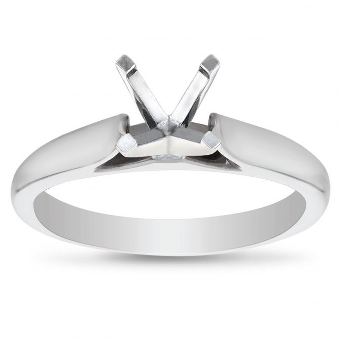 White Gold Solitaire Cathedral Engagement Ring Mounting