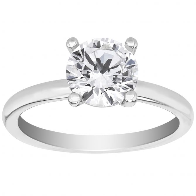 Four-Prong 14K White Gold Solitaire Engagement Ring Setting