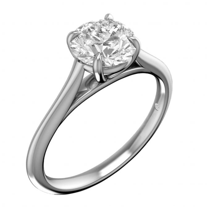 White Gold Solitaire Cathedral Ring Setting with 1.25 ct Head