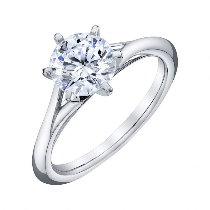 White Gold Split Shank 6 Prong Solitaire Engagement Ring Setting