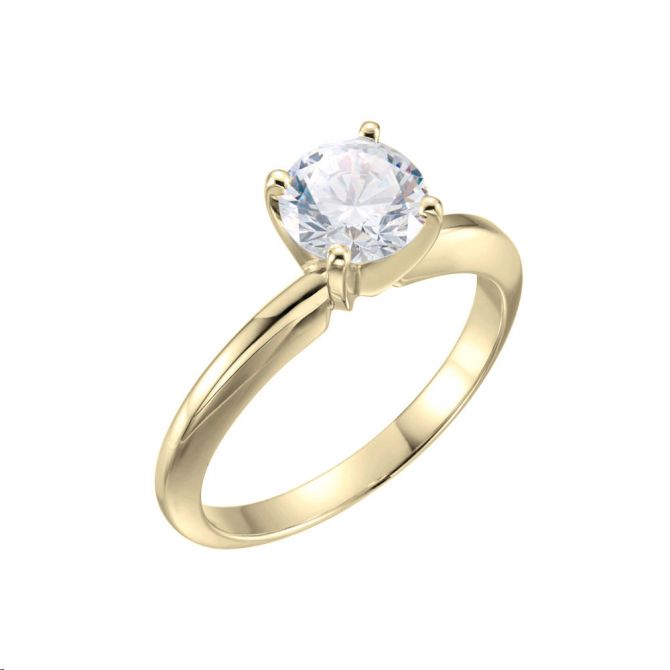 Solitaire Ring Setting with 4 Prong 0.50 ct Head in Yellow Gold