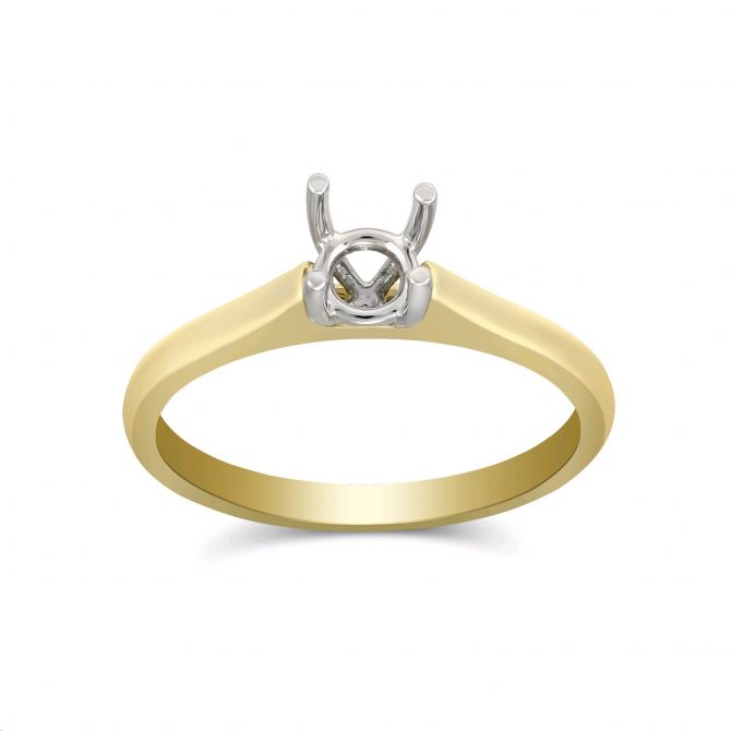 Yellow Gold Petite Flush Fit Solitaire Ring Setting, .50 Head