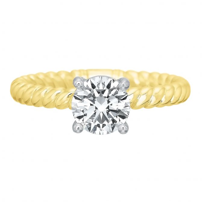 Yellow Gold Rope Pattern Solitaire Ring Setting