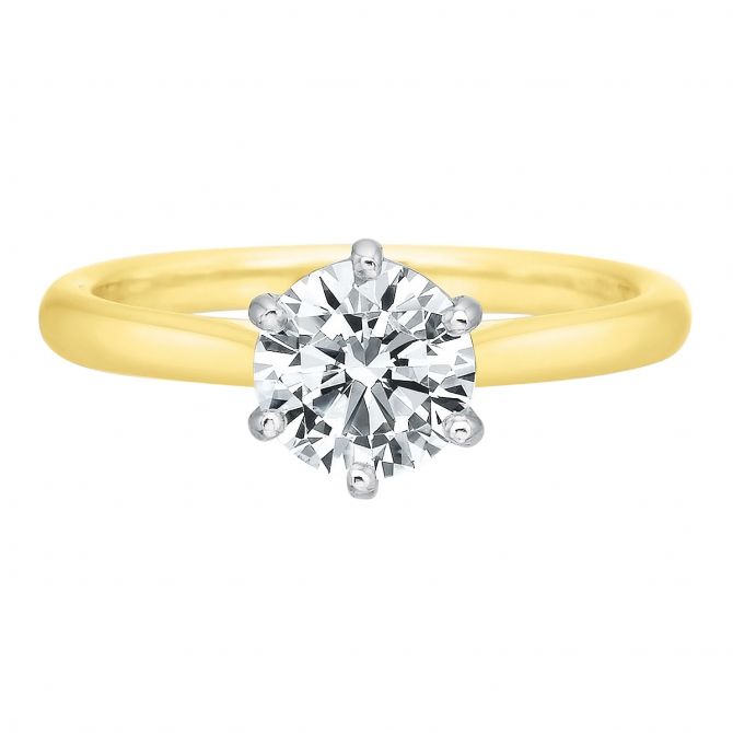 Yellow Gold New Aire 6 Prong Solitaire Ring Setting