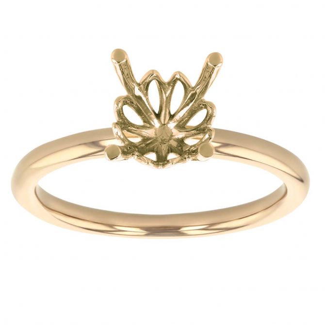 14K Yellow Gold Lotus Basket Solitaire Ring Setting