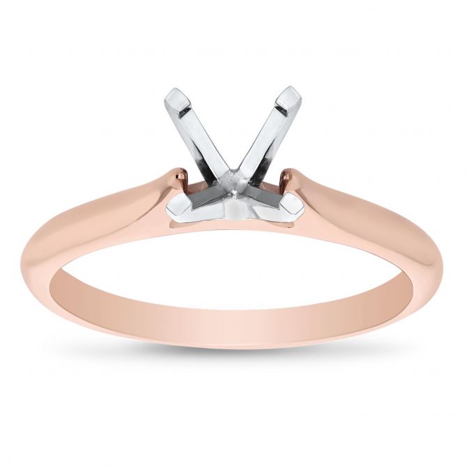 Rose Gold Solitaire Cathedral Engagement Ring Mounting with Contrast Prongs