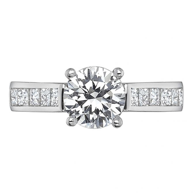 Platinum Flush Fit Channel Set Diamond Shank Ring Setting