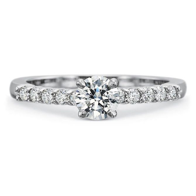 18K White Gold Diamond Shared Prong Ring Setting