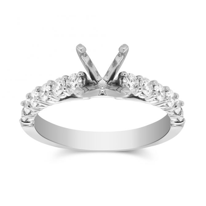 14K White Gold Prong Set Diamond Ring Setting