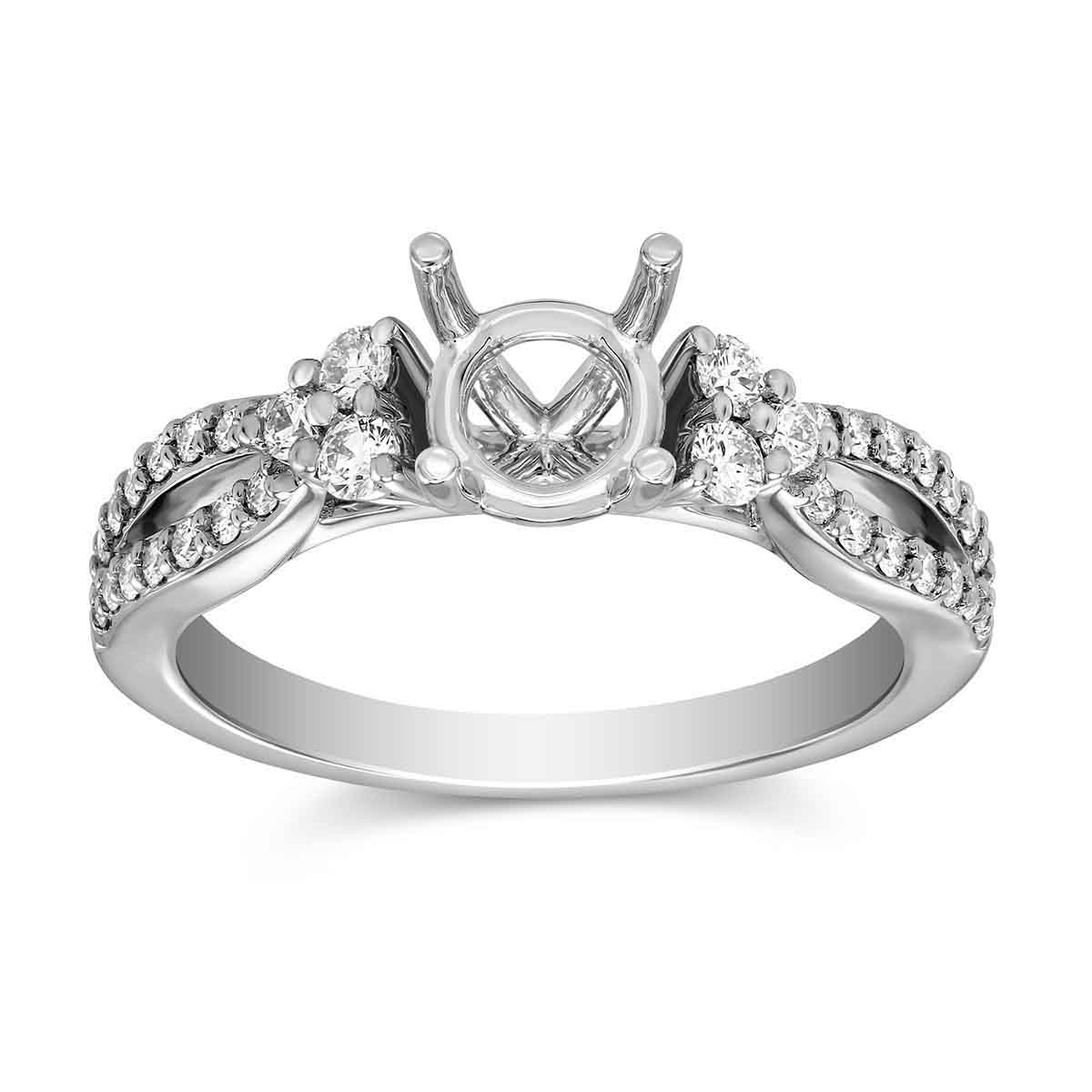 14K White Gold Open Shank Diamond Ring Setting | Borsheims