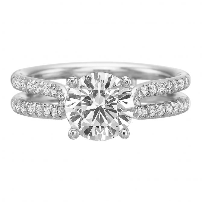 Diamond Double Shank Ring Setting in White Gold