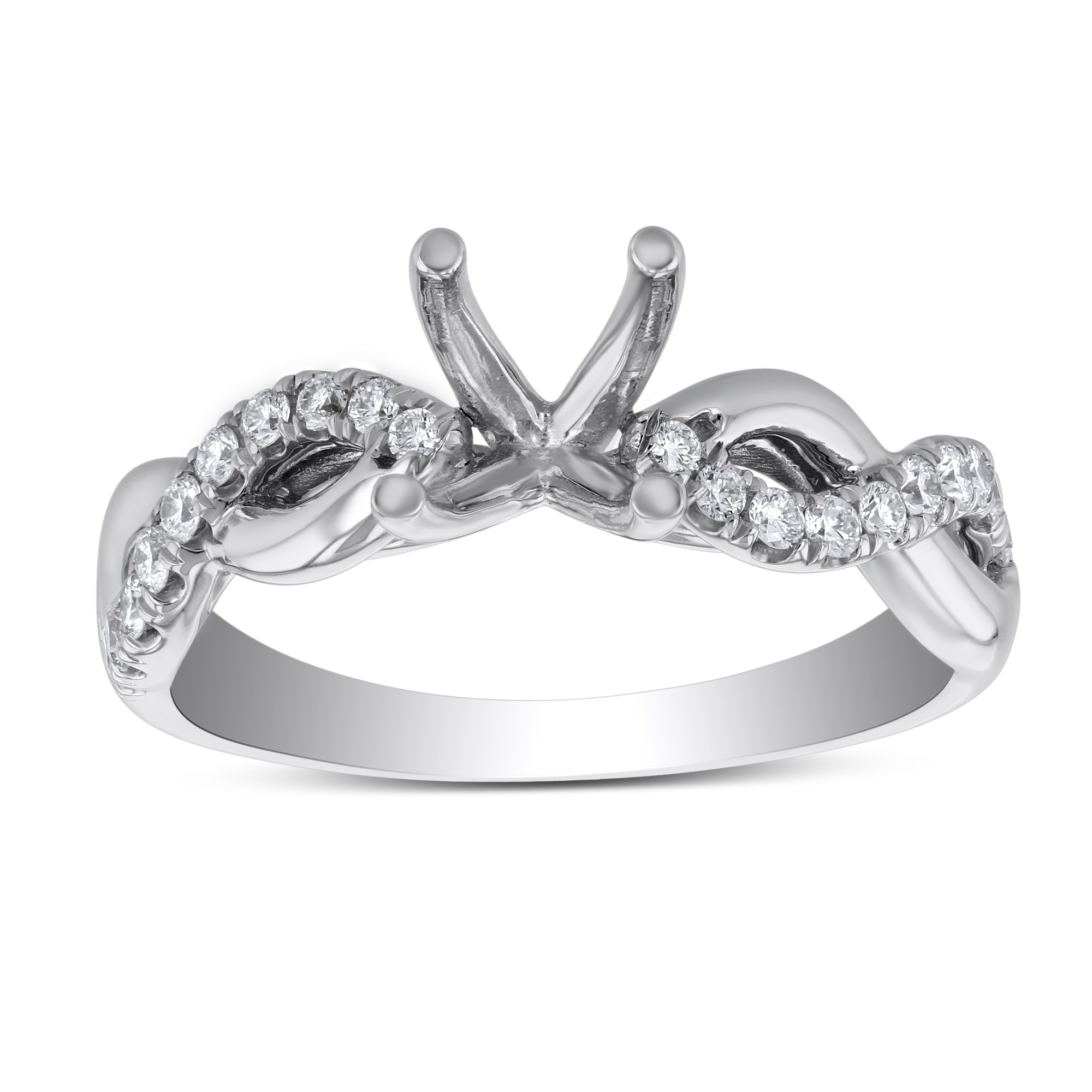 14k White Gold Diamond Twisted Shank Ring Setting Borsheims