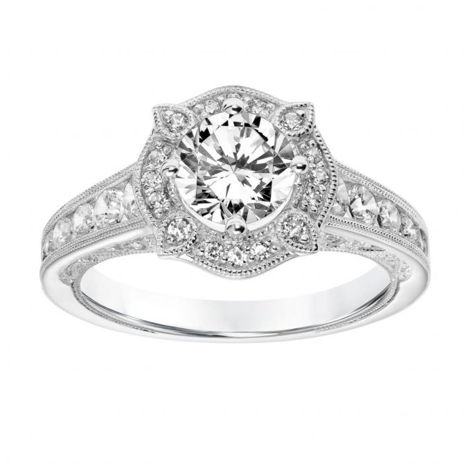 ArtCarved Liviana Diamond Filigree & Milgrain Ring Setting in White Gold