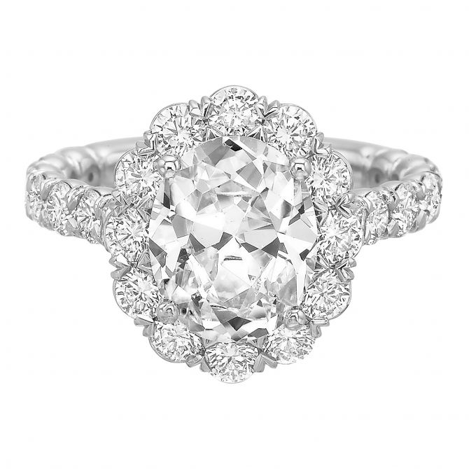 Diamond Oval Halo Ring Setting in White Gold