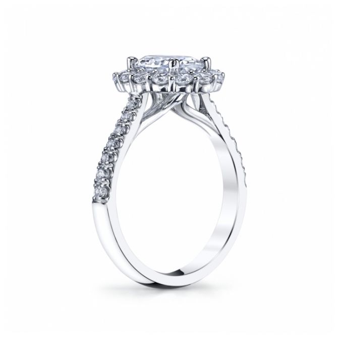 14K White Gold Diamond Oval Halo Ring Setting