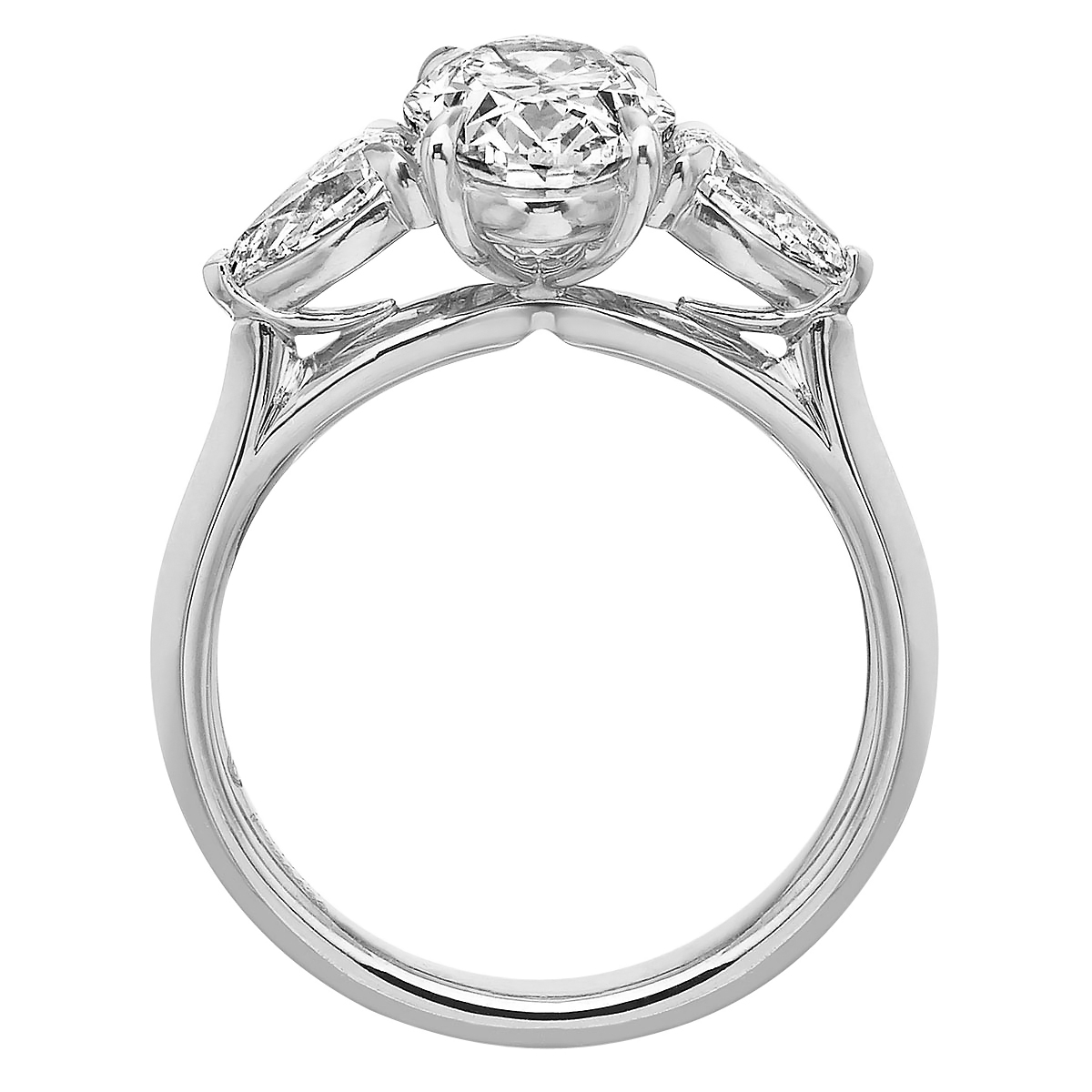 Precision Set Diamond 3 Stone Beveled Ring Mounting In White Gold